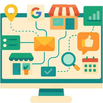 Business integration dashboard showing connected tools and automated workflows