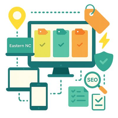 Professional website designs displayed on multiple devices